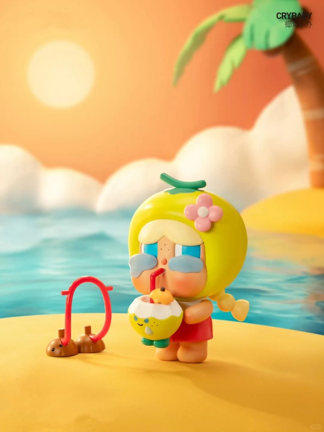 CRYBABY Coconut Figure-Green&Brown - toptoylands