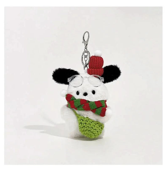 Christmas puppy with glasses Bag Charm - toptoylands