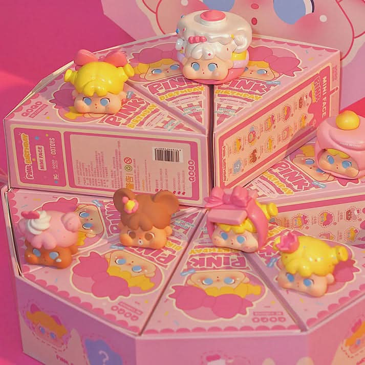 QOQO MINI FACE Pink Birthday Series PVC Figures Blind Box - toptoylands