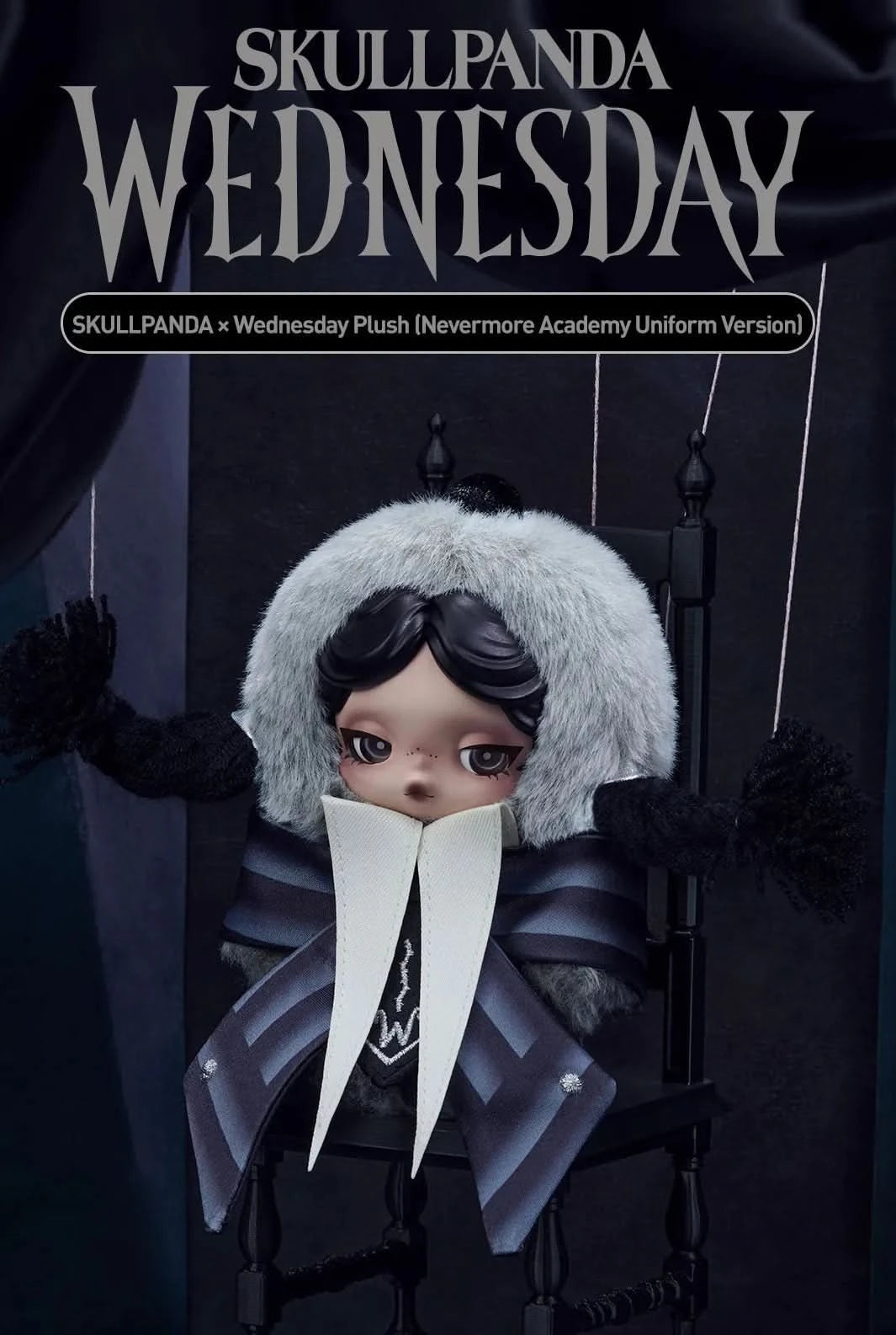 SKULLPANDA × Wednesday Plush (Nevermore Academy Uniform Version)