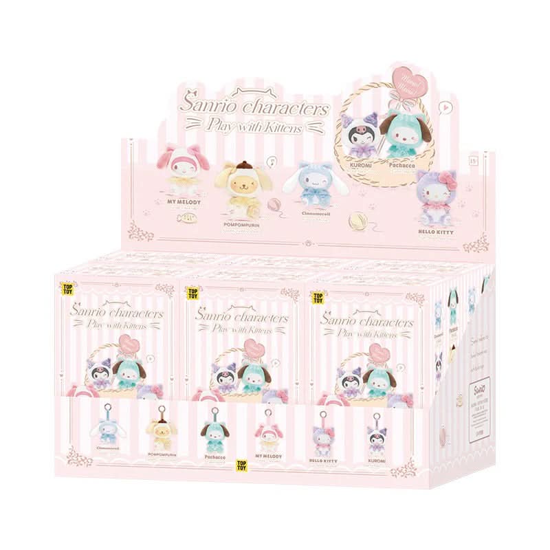 Sanrio Characters Play with Kittens Series Plush Keychains Gift Blind Box - toptoylands