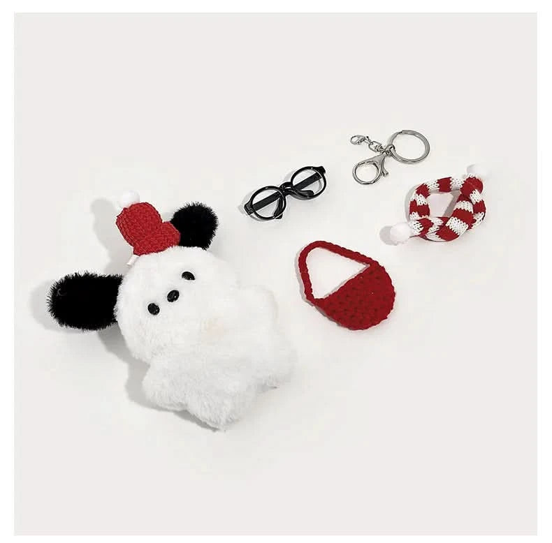Christmas puppy with glasses Bag Charm - toptoylands
