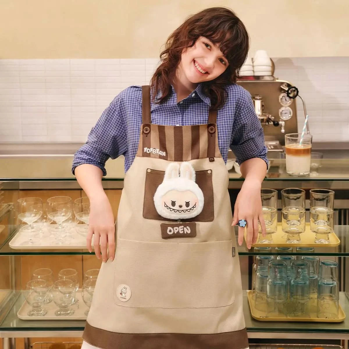 POP BEAN Coffee Factory Series-LABUBU Apron5