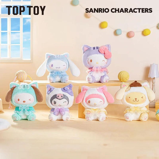 Sanrio Characters Play with Kittens Series Plush Keychains Gift Blind Box - toptoylands